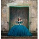 Sheer Bodice Emerald Green Quinceanera Dress Lace Appliques Off Shoulder Vestidos De 15 Anos Wear Pageant Sweetheart Neck Girls Sweet 16 Dresses