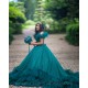 V Neck Emerald Green Quinceanera Dress Ruffled Instagram Gowns Girls Sweet 16 Dresses Sleeveless 15 Birthday Party Robe