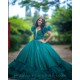 V Neck Emerald Green Quinceanera Dress Ruffled Instagram Gowns Girls Sweet 16 Dresses Sleeveless 15 Birthday Party Robe