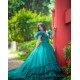 V Neck Emerald Green Quinceanera Dress Ruffled Instagram Gowns Girls Sweet 16 Dresses Sleeveless 15 Birthday Party Robe