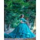 Off Shoulder Emerald Green Quinceanera Dress Sweetheart Neck Girls Sweet 16 Dresses Vestidos De 15 Anos Ruffled Wear Pageant