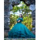 V Neck Emerald Green Quinceanera Dress Girls Sweet 16 Dresses Puff Sleeve Vestidos De 15 Anos Ruffled Wear Pageant Gowns