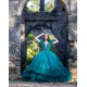 V Neck Emerald Green Quinceanera Dress Girls Sweet 16 Dresses Puff Sleeve Vestidos De 15 Anos Ruffled Wear Pageant Gowns