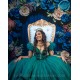 Puff Sleeve Emerald Green Ruffled Quinceanera Dress 2024 Princess Dresses V Neck Lace Appliques Birthday Party Robe