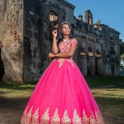 Lace Appliques Hot Pink Quinceanera Dress Vestidos De 15 Anos Wear Pageant