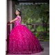 Off Shoulder Hot Pink Quinceanera Dress 2024 Princess Dresses Sweetheart Neck Lace Appliques Birthday Party Robe