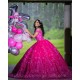 Off Shoulder Hot Pink Quinceanera Dress 2024 Princess Dresses Sweetheart Neck Lace Appliques Birthday Party Robe