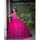 Off Shoulder Hot Pink Quinceanera Dress 2024 Princess Dresses Sweetheart Neck Lace Appliques Birthday Party Robe