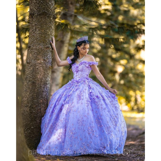 Lavender Quince Dress Off Shoulder Vestidos De 15 Anos 3D Flowers Wear Pageant Sequin Sweetheart Girls Sweet 16 Dresses