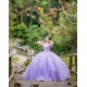 Spaghetti Strap Lavender Quince Dress Vestidos De 15 Anos Lace Appliques Wear Pageant V Neck Girls Sweet 16 Dresses