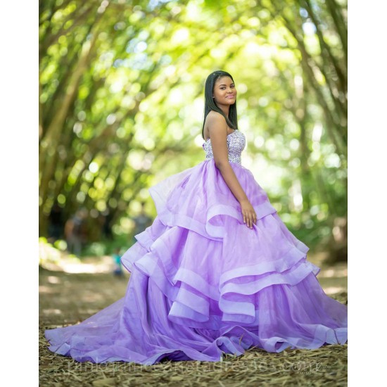 Lilac 2024 Quinceanera Dress Lace Appliques Sleeveless Vestidos De 15 Anos Ruffled Wear Pageant