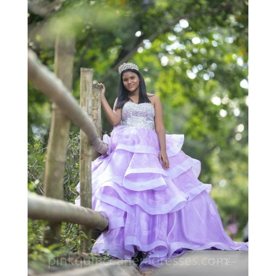 Lilac 2024 Quinceanera Dress Lace Appliques Sleeveless Vestidos De 15 Anos Ruffled Wear Pageant