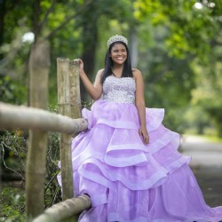 Lilac 2024 Quinceanera Dress Lace Appliques Sleeveless Vestidos De 15 Anos Ruffled Wear Pageant