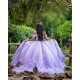 Off Shoulder Lilac Quince Dress Vestidos De 15 Anos Lace Appliques Wear Pageant Sweetheart Neck Girls Sweet 16 Dresses