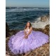 V Neck Lilac Ruffled Quinceanera Dress Lace Appliques Vestidos De 15 Anos Instagram Sleeveless Wear Pageant