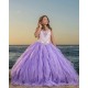 V Neck Lilac Ruffled Quinceanera Dress Lace Appliques Vestidos De 15 Anos Instagram Sleeveless Wear Pageant