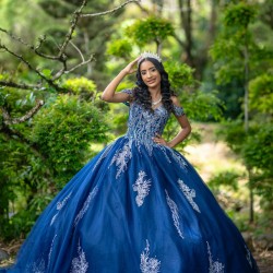 Navy Blue Quinceanera Dress Lace Appliques Off Shoulder Vestidos De 15 Anos Wear Pageant Sweetheart Neck Girls Sweet 16 Dresses