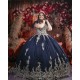 Sleeveless Navy Blue Quinceanera Dress Sweetheart Neck Girls Sweet 16 Dresses Vestidos De 15 Anos Lace Appliques Instagram Gowns