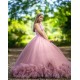 Ruffled Pink Quinceanera Dress Vestidos De 15 Anos Sleeveless Lace Appliques Wear Pageant