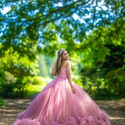 Ruffled Pink Quinceanera Dress Vestidos De 15 Anos Sleeveless Lace Appliques Wear Pageant