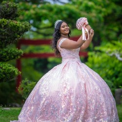 Off Shoulder Vestidos De 15 Anos Pink Quinceanera Dress Sweetheart Neck Girls Sweet 16 Dresses Sequin Wear Pageant