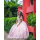 Off Shoulder Vestidos De 15 Anos Pink Quinceanera Dress Sweetheart Neck Girls Sweet 16 Dresses Sequin Wear Pageant