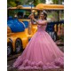 Ruffled Pink Quinceanera Dress Sleeveless 2024 Princess Dresses Lace Appliques Birthday Party Robe