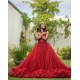 Ruffled Red Quinceanera Dress Sleeveless Wear Pageant Lace Appliques Vestidos De 15 Anos