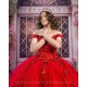 Red Quinceanera Dress Sweetheart Neck Girls Sweet 16 Dresses Off Shoulder Vestidos De 15 Anos Lace Appliques Instagram Gowns