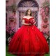 Red Quinceanera Dress Sweetheart Neck Girls Sweet 16 Dresses Off Shoulder Vestidos De 15 Anos Lace Appliques Instagram Gowns