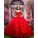 Red Quinceanera Dress Sweetheart Neck Girls Sweet 16 Dresses Off Shoulder Vestidos De 15 Anos Lace Appliques Instagram Gowns