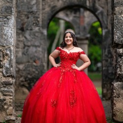 Sweetheart Neck Red Quinceanera Dress Girls Sweet 16 Dresses Off Shoulder Vestidos De 15 Anos Lace Appliques Wear Pageant