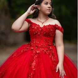 Sweetheart Neck Red Quinceanera Dress Girls Sweet 16 Dresses Off Shoulder Vestidos De 15 Anos Lace Appliques Wear Pageant