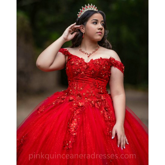 Sweetheart Neck Red Quinceanera Dress Girls Sweet 16 Dresses Off Shoulder Vestidos De 15 Anos Lace Appliques Wear Pageant