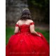 Sweetheart Neck Red Quinceanera Dress Girls Sweet 16 Dresses Off Shoulder Vestidos De 15 Anos Lace Appliques Wear Pageant