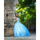 Spaghetti Strap Vestidos De 15 Anos Sky Blue Quince Dress Lace Appliques Wear Pageant Sweetheart Girls Sweet 16 Dresses