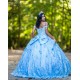 Spaghetti Strap Vestidos De 15 Anos Sky Blue Quince Dress Lace Appliques Wear Pageant Sweetheart Girls Sweet 16 Dresses