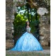 Spaghetti Strap Vestidos De 15 Anos Sky Blue Quince Dress Lace Appliques Wear Pageant Sweetheart Girls Sweet 16 Dresses