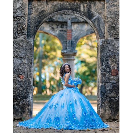 Sky Blue Quinceanera Dress Sweetheart Neck Girls Sweet 16 Dresses Off Shoulder Sweet 15 Birthday Party Robe Lace Appliques Instagram Gowns