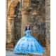 Sky Blue Quinceanera Dress Sweetheart Neck Girls Sweet 16 Dresses Off Shoulder Sweet 15 Birthday Party Robe Lace Appliques Instagram Gowns