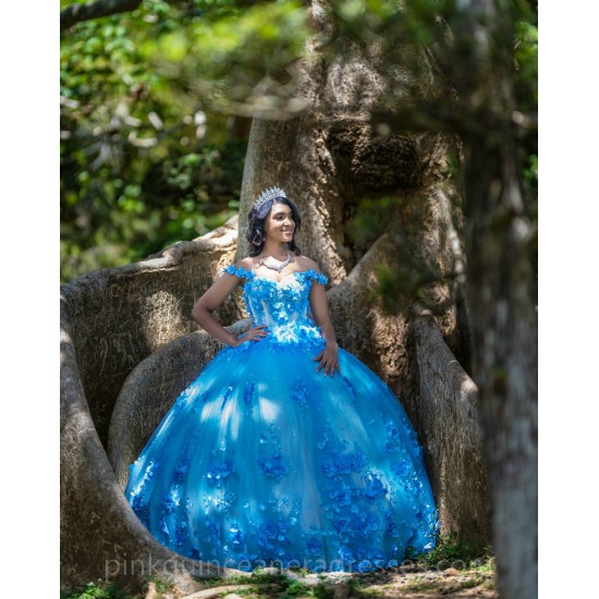 Sweetheart Neck Sky Blue Quinceanera Dress Girls Sweet 16 Dresses Off Shoulder Sweet 15 Birthday Party Robe Lace Appliques Instagram Gowns