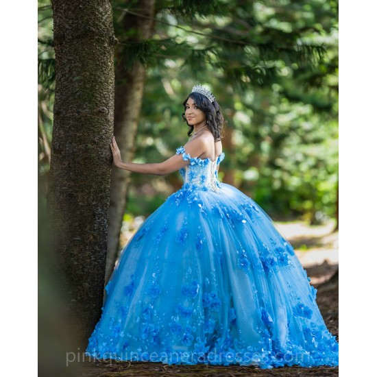 Sweetheart Neck Sky Blue Quinceanera Dress Girls Sweet 16 Dresses Off Shoulder Sweet 15 Birthday Party Robe Lace Appliques Instagram Gowns