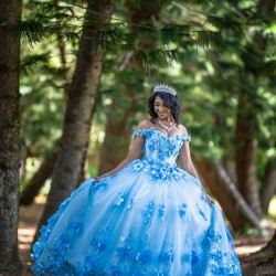 Sweetheart Neck Sky Blue Quinceanera Dress Girls Sweet 16 Dresses Off Shoulder Sweet 15 Birthday Party Robe Lace Appliques Instagram Gowns