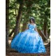 Sweetheart Neck Sky Blue Quinceanera Dress Girls Sweet 16 Dresses Off Shoulder Sweet 15 Birthday Party Robe Lace Appliques Instagram Gowns