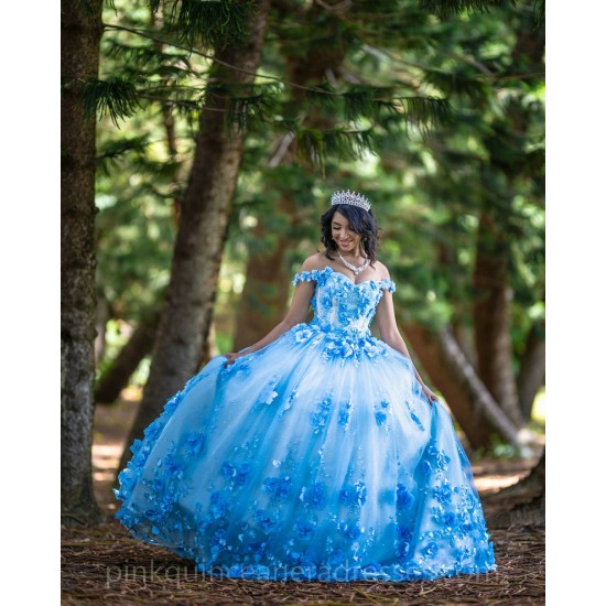 Sweetheart Neck Sky Blue Quinceanera Dress Girls Sweet 16 Dresses Off Shoulder Sweet 15 Birthday Party Robe Lace Appliques Instagram Gowns